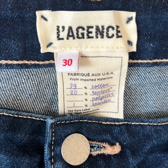 L'AGENCE Bell High-Rise Flare Marty Women Sz 30 Indigo bell Bottom Stretch Jeans - Picture 8 of 10